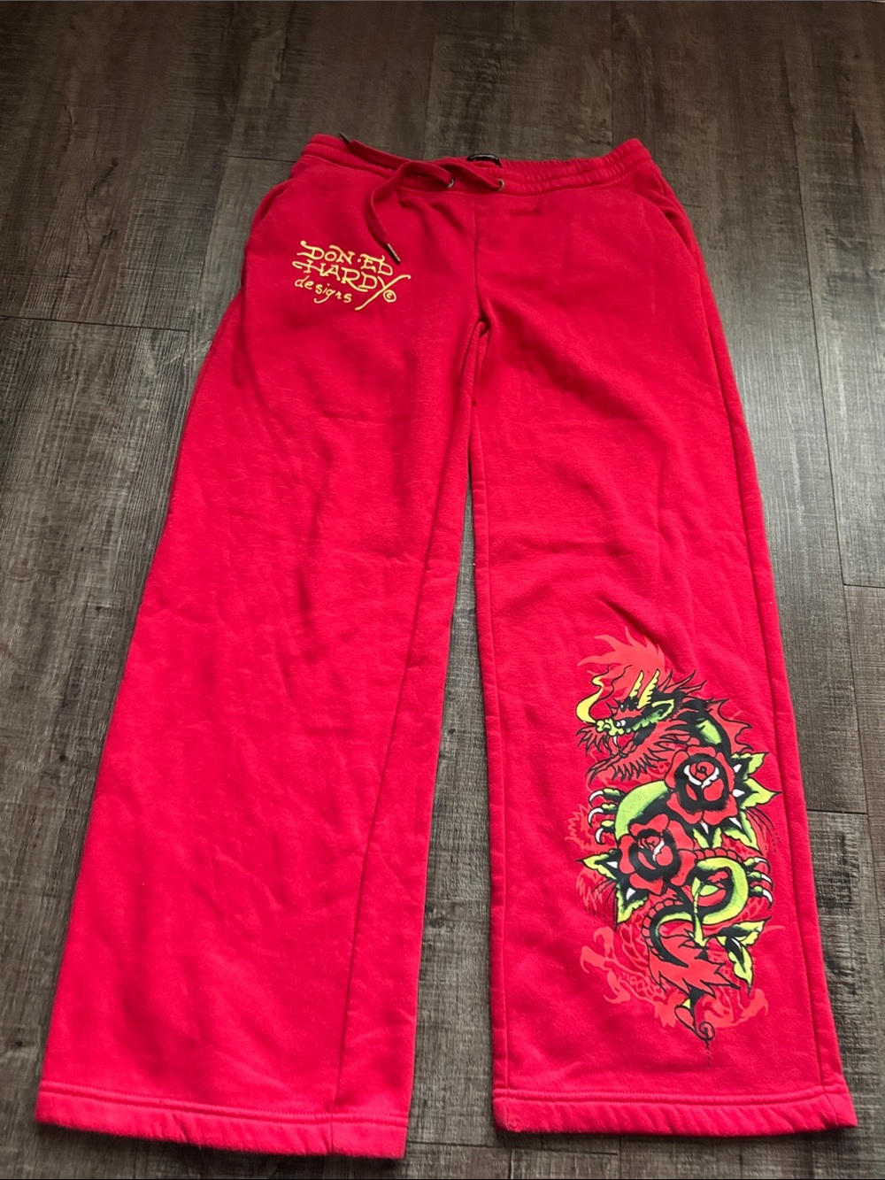 Ed Hardy Dragon rose 🌹 wide-leg joggers